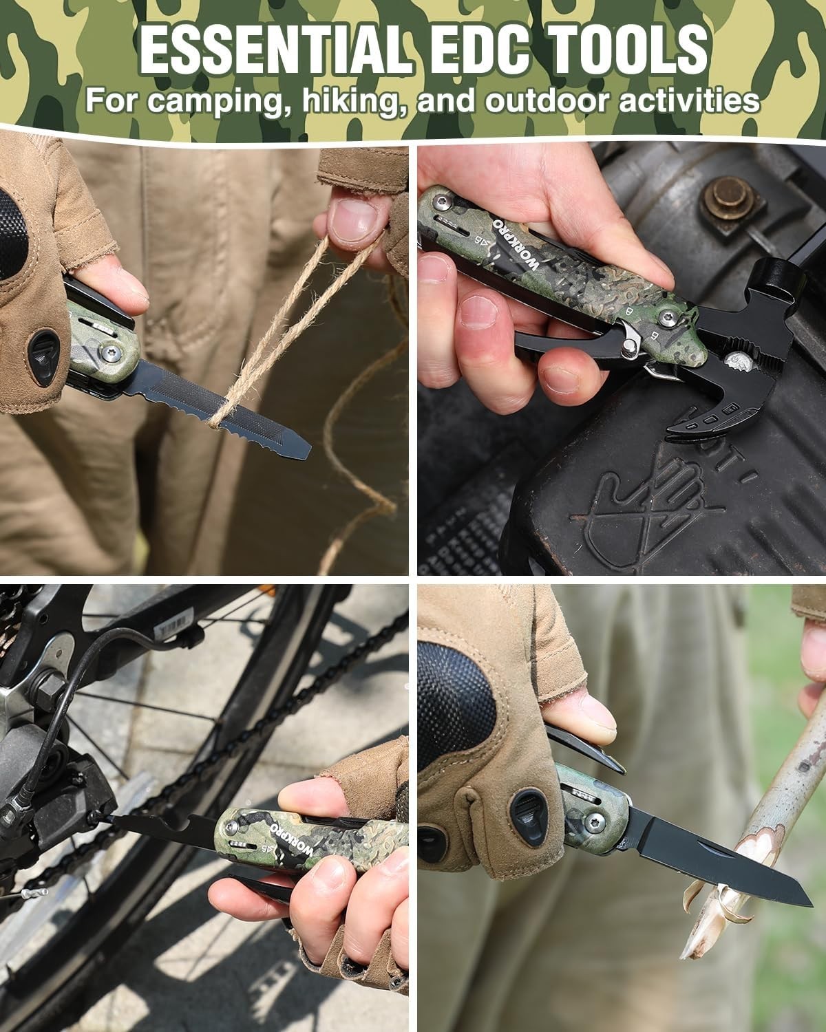 All-in-One 12-in-1 Multitool with Safety Lock & Nylon Pouch – Camouflage Design