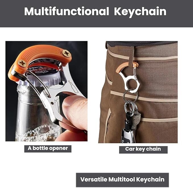 2pcs Keychain Tool 3 in 1, Emergency Window Breaker, Bottle Opener, Screwdriver