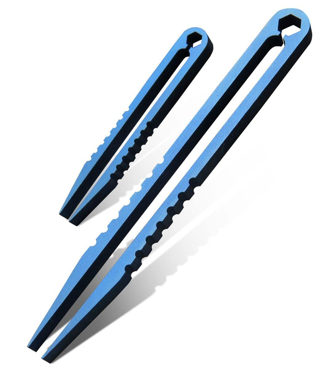 Canku 2Pcs Mini Tweezers Titanium Portable Titanium Alloy EDC Tweezers Survival
