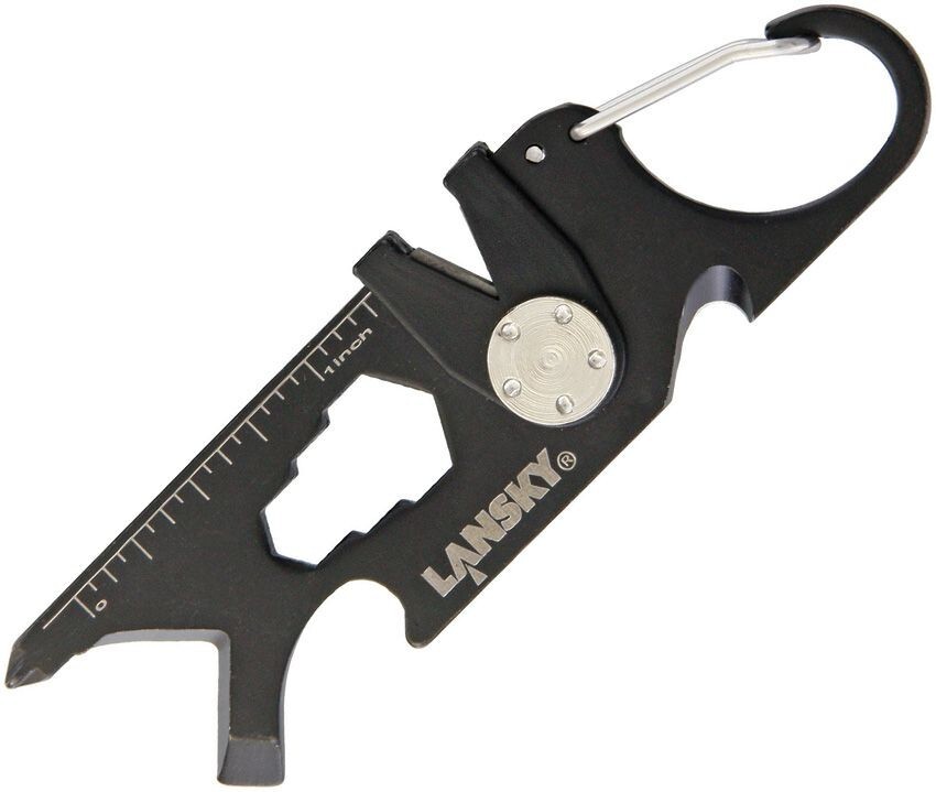 Lansky Black Stainless Steel Construction Roadie 9-in-1 Multi-Tool EDC Keychain