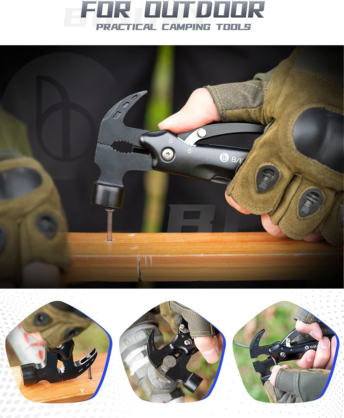Hammer Multitool, Fathers Day Gift from Daughter Son Wife, 12-In-1 Survival Gear