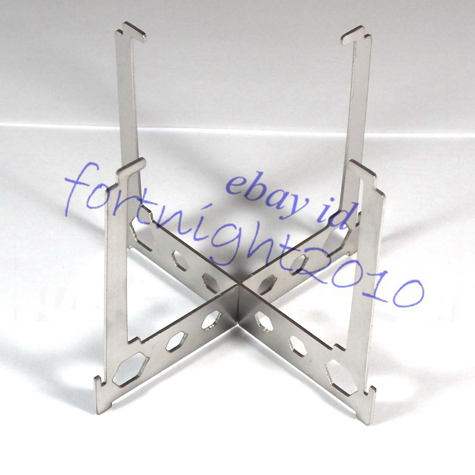 STAINLESS STEEL ALCOHOL STOVE HOLDER CROSS STAND RACK SHELF CAMPING OUTDOOR UL