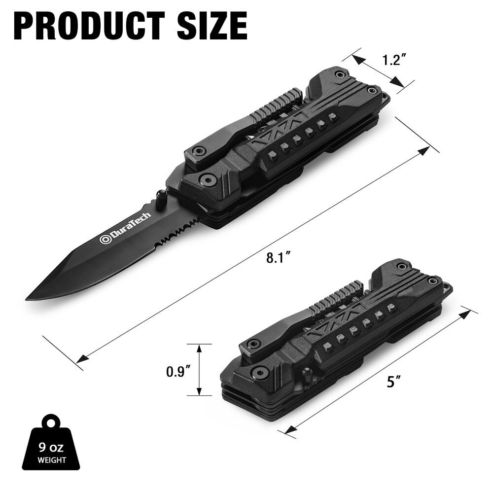 DURATECH 20 in1 Multitool Pocket Knife Safety Locking Screwdriver Saw Multi Tool