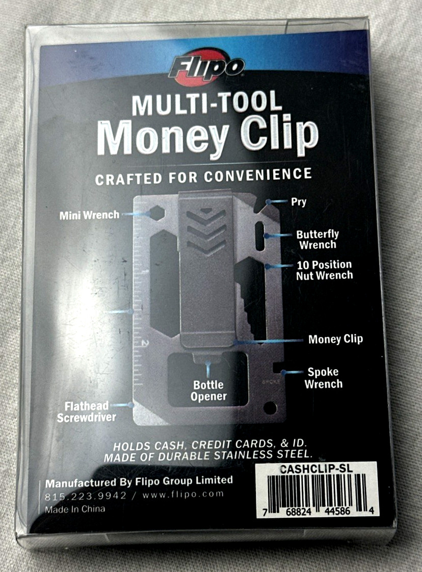 NEW Stainless Steel Multi-Tool Flip Money Clip Wrenches Ruler Screwdriver Pry !!