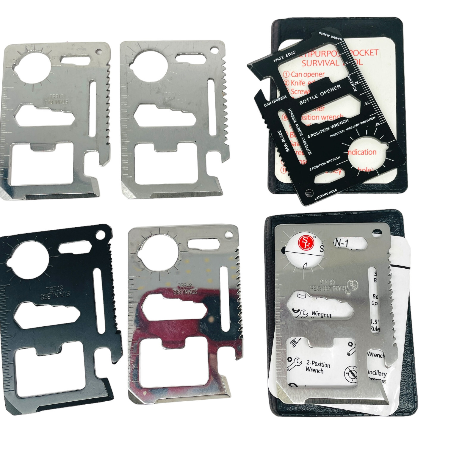 10Pc Stainless Steel CreditCard Knife 11 in 1 MultiPocket Survival Camping Tools