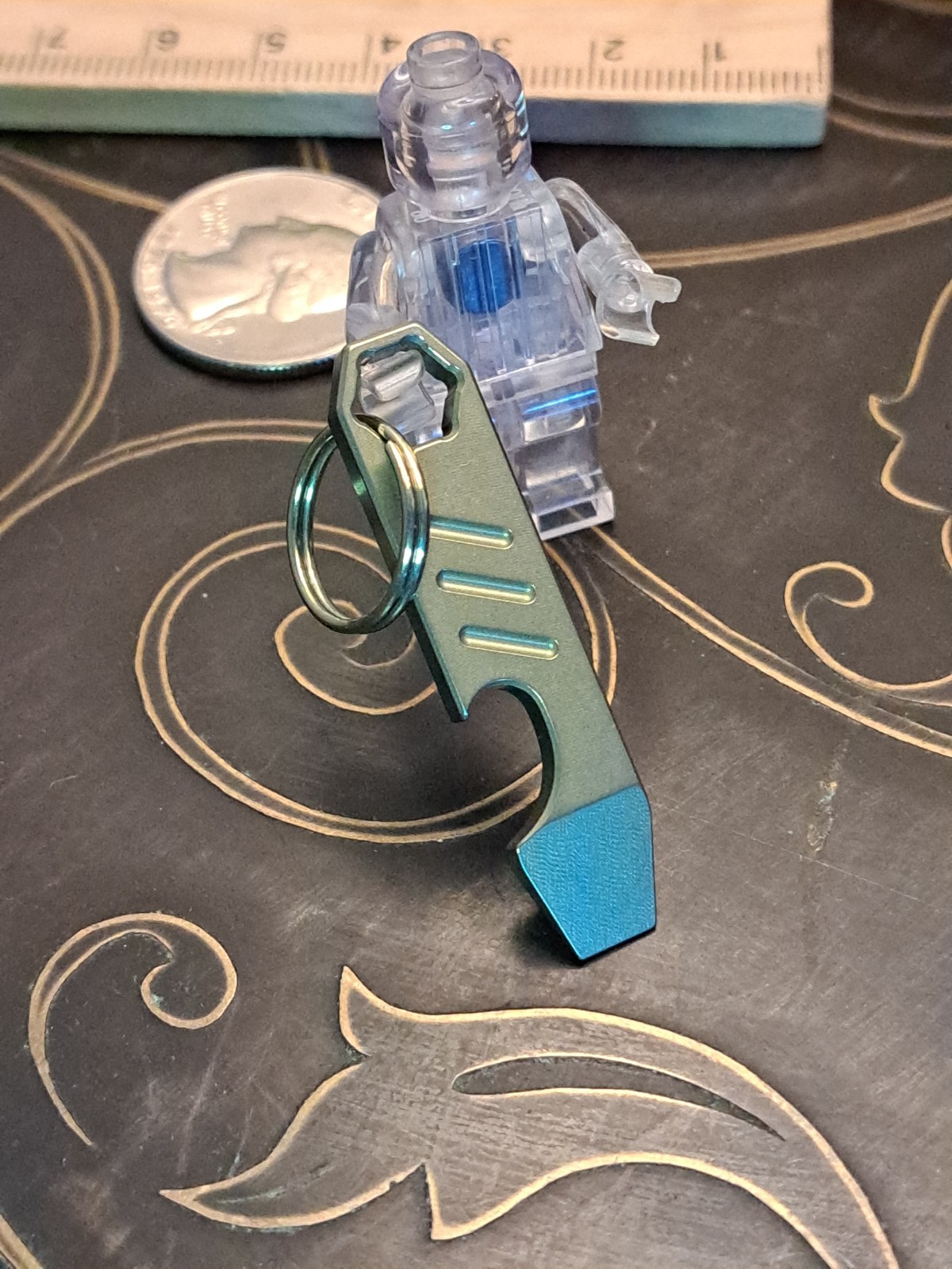 Mini EDC Anodized Gold Titanium Keychain Bottle Opener