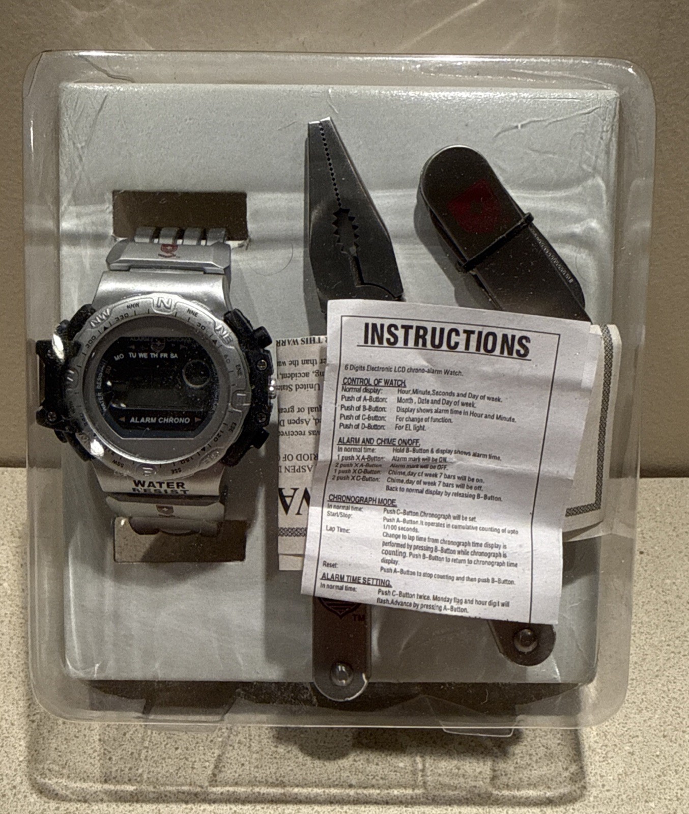 Multi-Tool, Sports Watch & 6 Function Swiss Knife Kit by Outdoor Companions. NEW