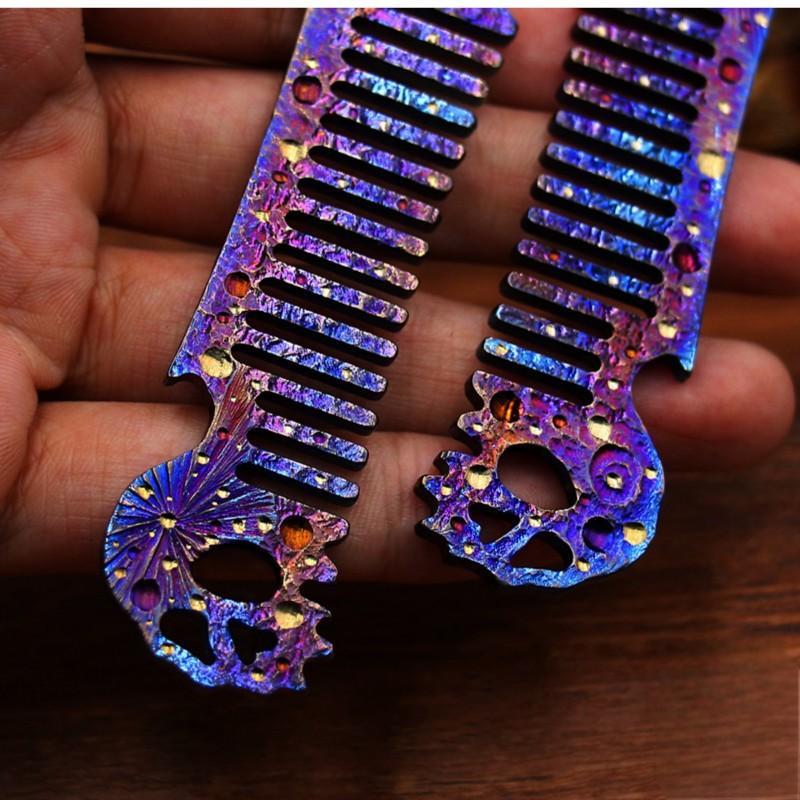 EDC Handmade Titanium Hair Beared Comb Anti-Static Pocket Comb Bottle Opener