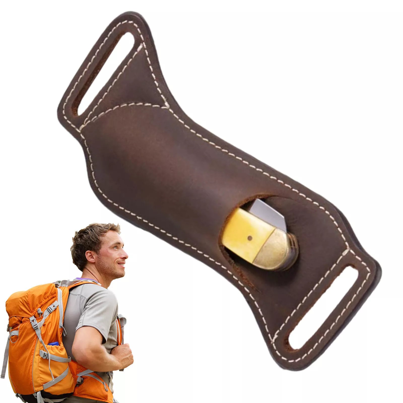 PU leather sheath, foldable, for tools, knife holder, bag with belt loop