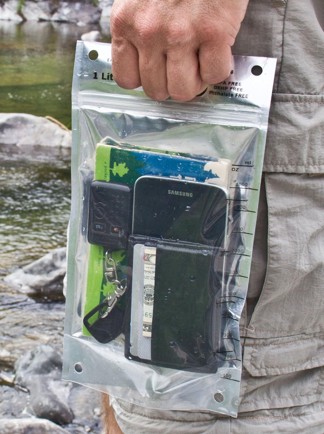 SOL Water Survivalist Bags – 1 Liter Zip Top Stand up Water Bag Designed for Sol