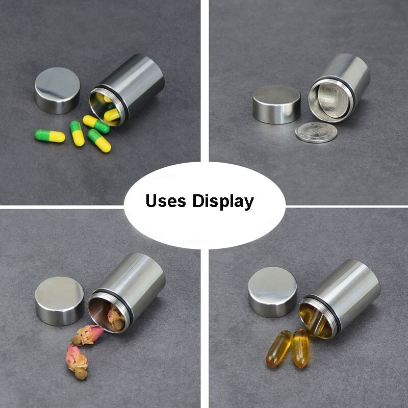 EDC 304 Stainless Steel Waterproof Pill Box Capsule Sealed Container Storage Box
