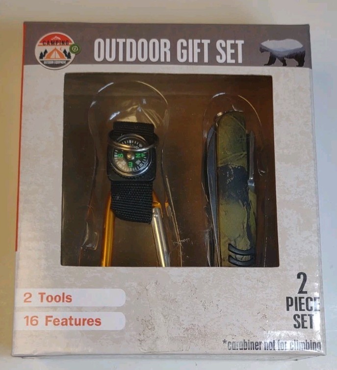 Outdoor Camping Multi-Function Tools Compass Carabiner 16 Functions In 2 Pieces