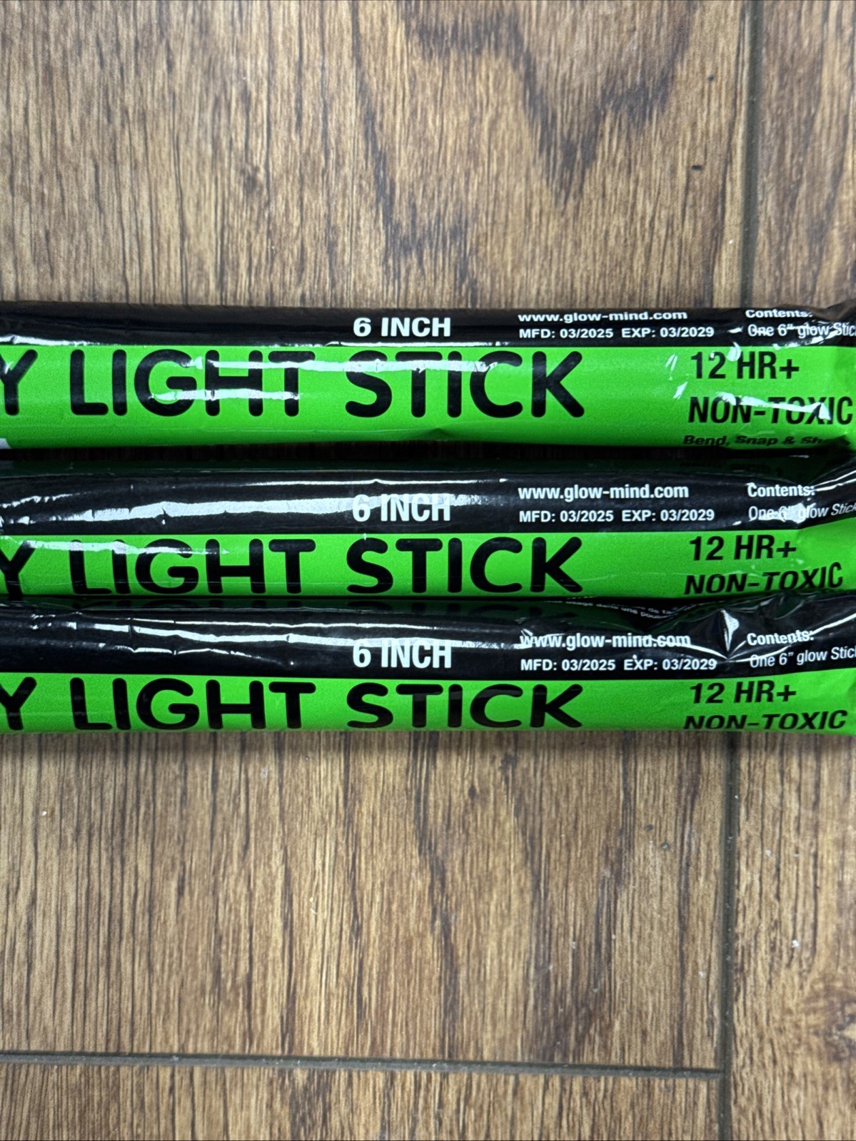 3 GLOW MIND GREEN Safety SOS Light Sticks 6in 12HR+ Non Toxic FREE SHIPPING
