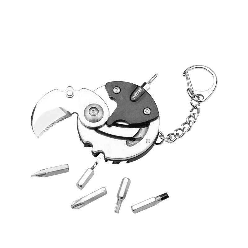Outdoor EDC Mini Coin Keychain Folding Knife Screw Driver Camping Multi-tools