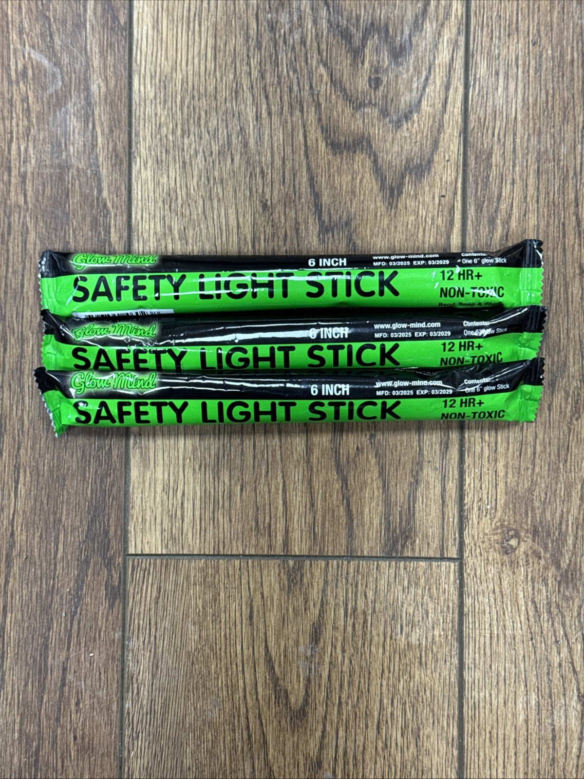 3 GLOW MIND GREEN Safety SOS Light Sticks 6in 12HR+ Non Toxic FREE SHIPPING