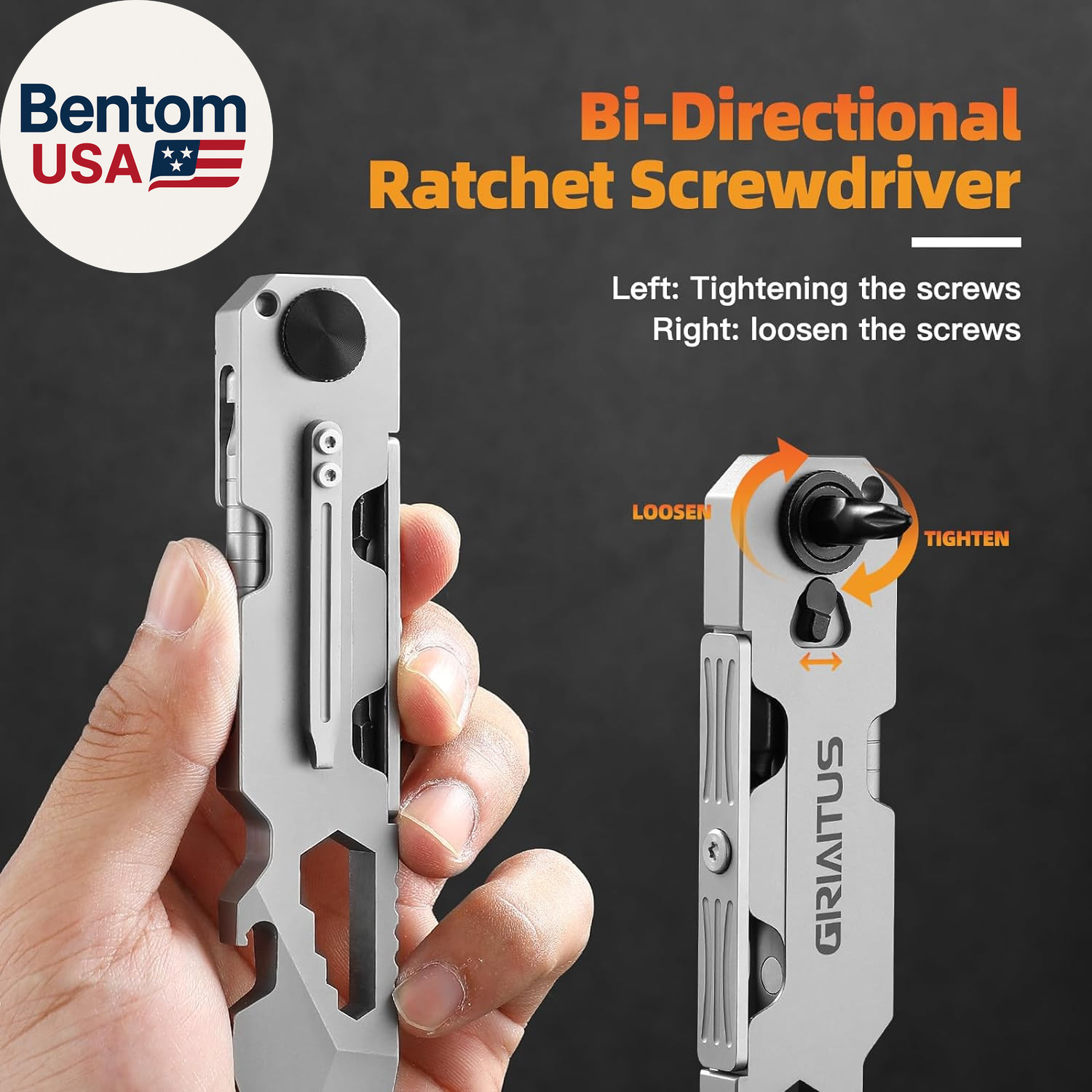 EDC Pry Bar Multitool with Bi-Directional Ratchet Screwdriver & Everlasting Pen,