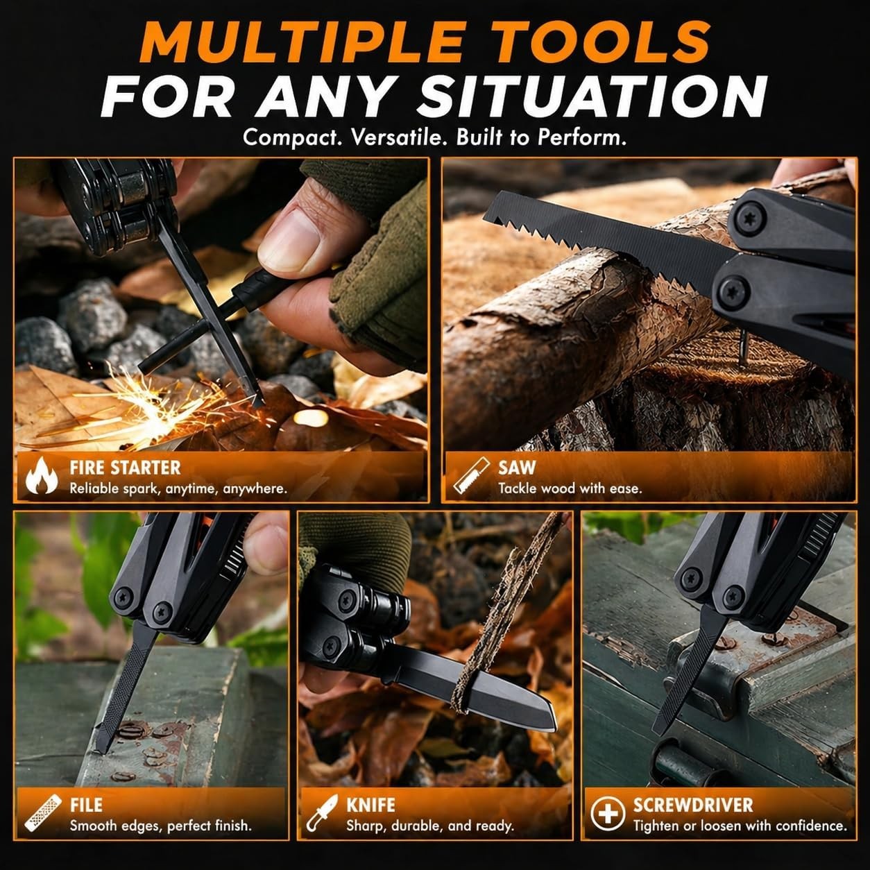 18-in-1 Multitool Hatchet Camping Axe W/ Hammer & Knife W/ Protective Sheath