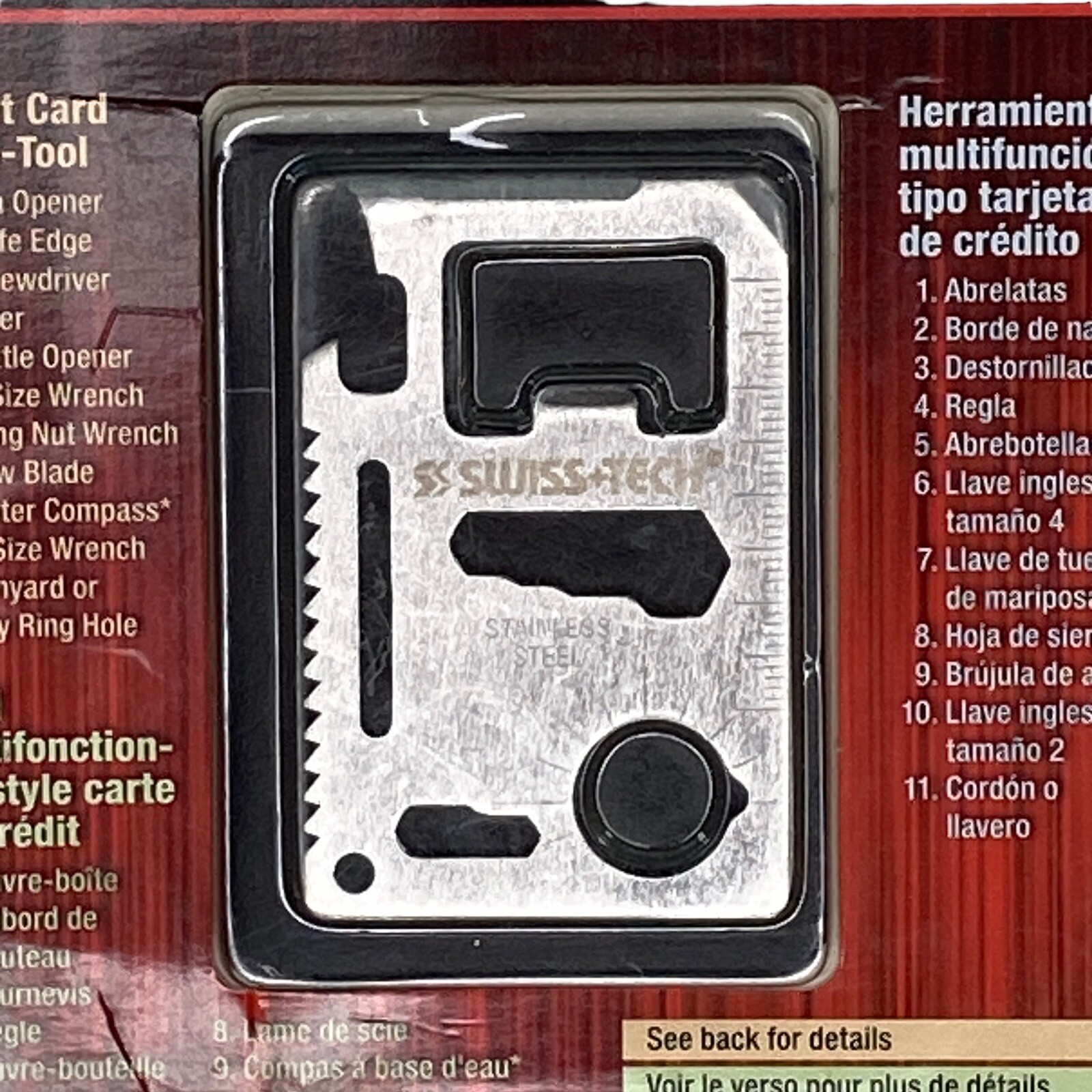 SWISS + TECH Credit Card MULTI TOOL Stainless Steel 11 TOOLS Carry Case Survival