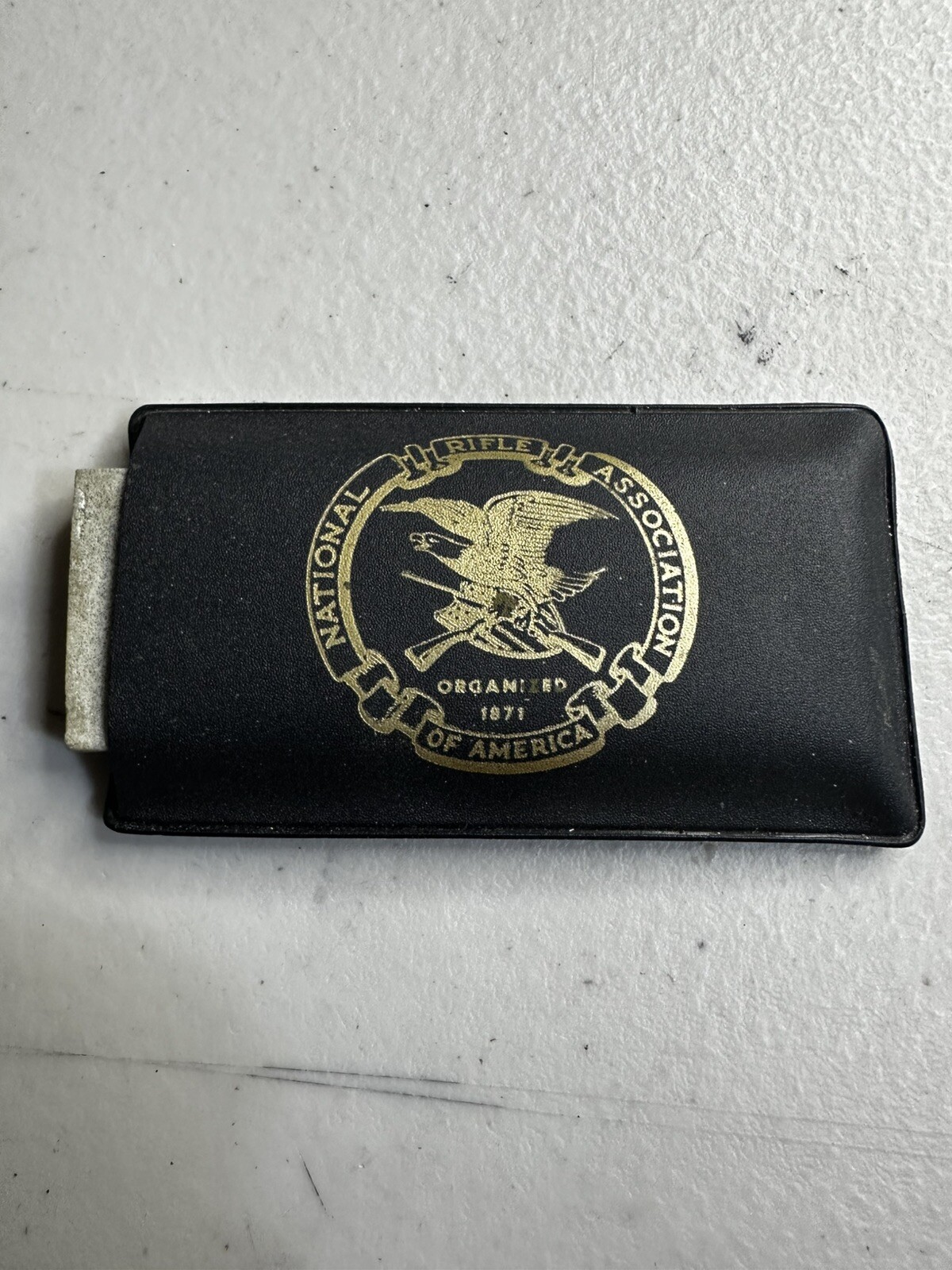 Collectible NRA National Rifle Assoc Pocket Sharpening Wet Stone w Pouch