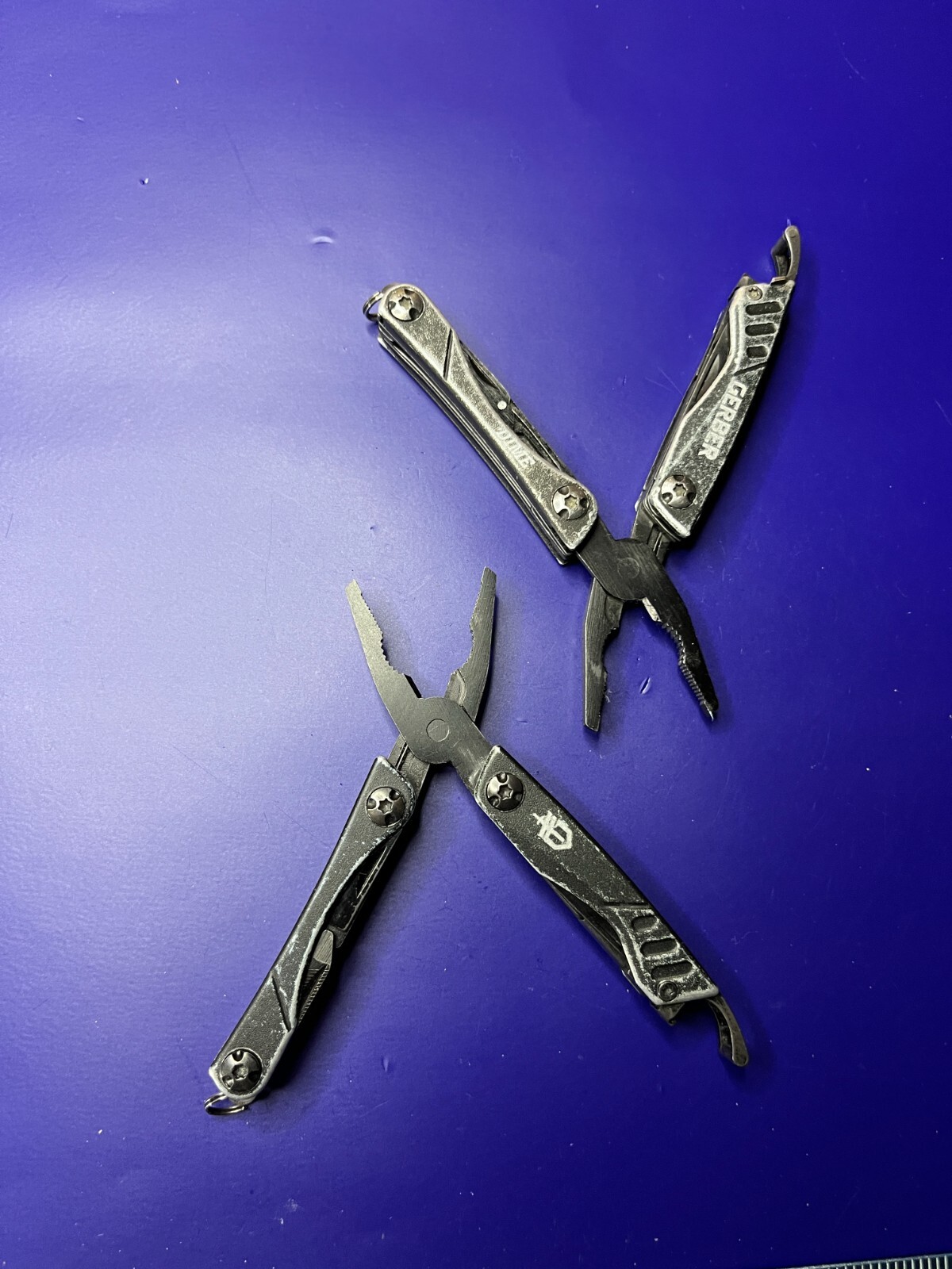 Lot of 2 Gerber Dime Multi-Tools Small Keychain Pliers Knife File Scissors