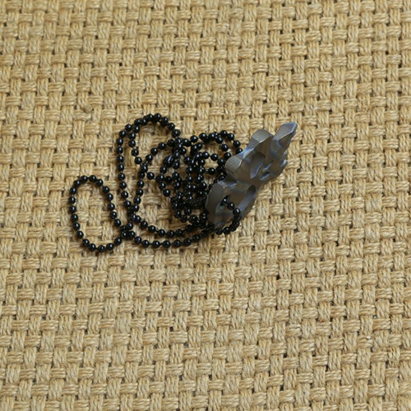 Titanium TC4 Skull Beads EDC Flame Key Chain Necklace Pendant Ornaments DIY Bead