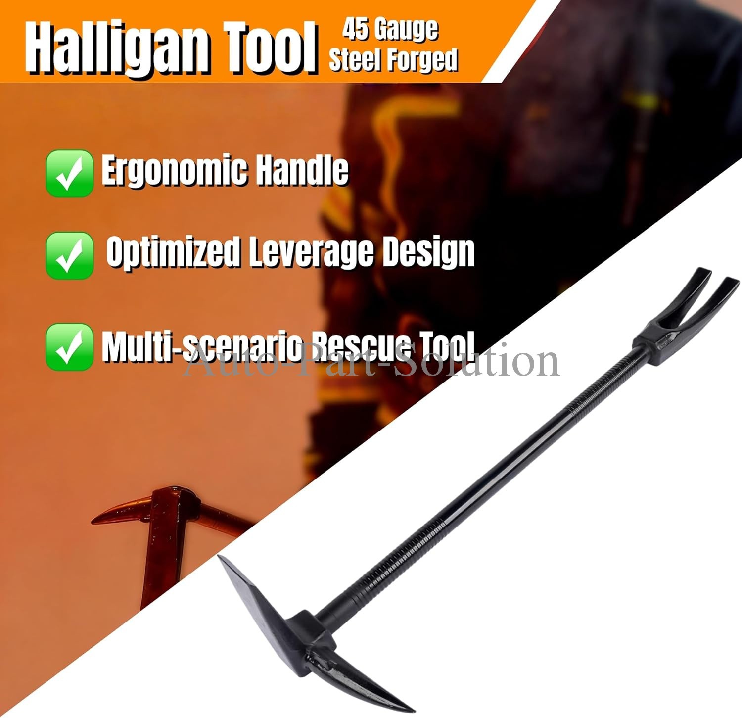 30″ Heavy Duty Halligan Tool, 4140 Alloy Steel Breacher Bar for Demolition