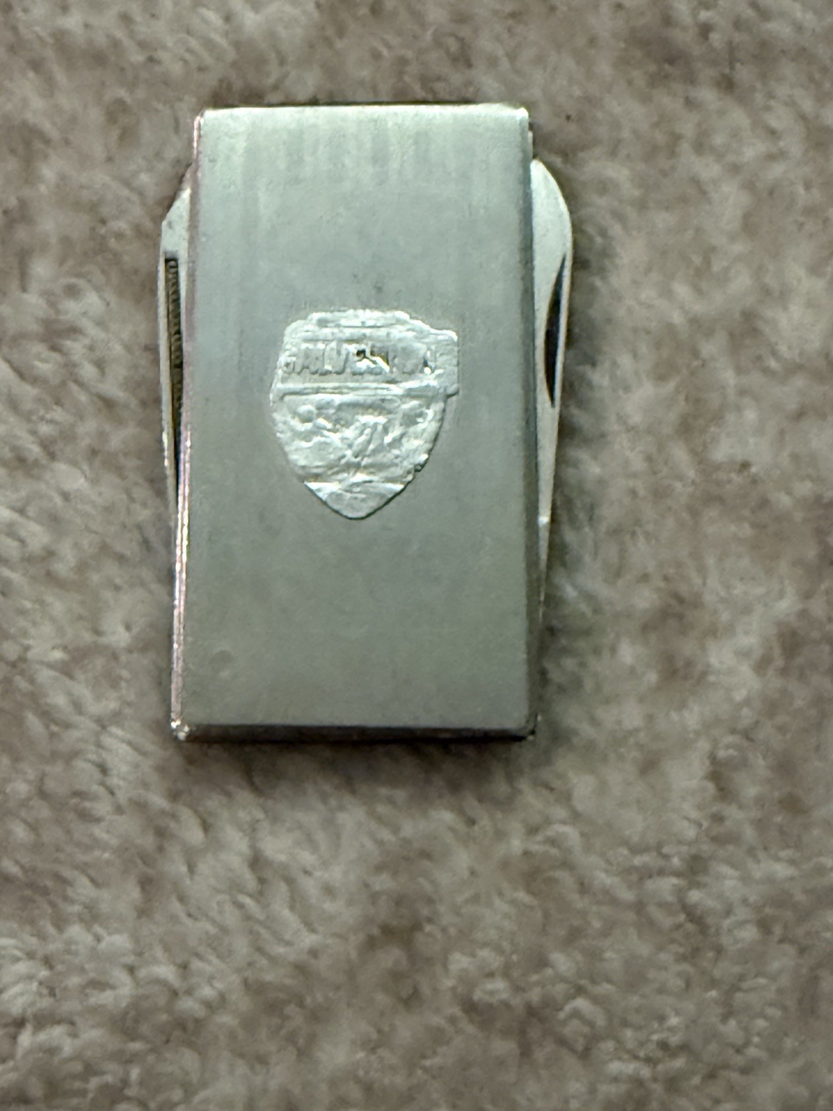 Vintage Money Clip Pocket Knife Silver Tone Galveston
