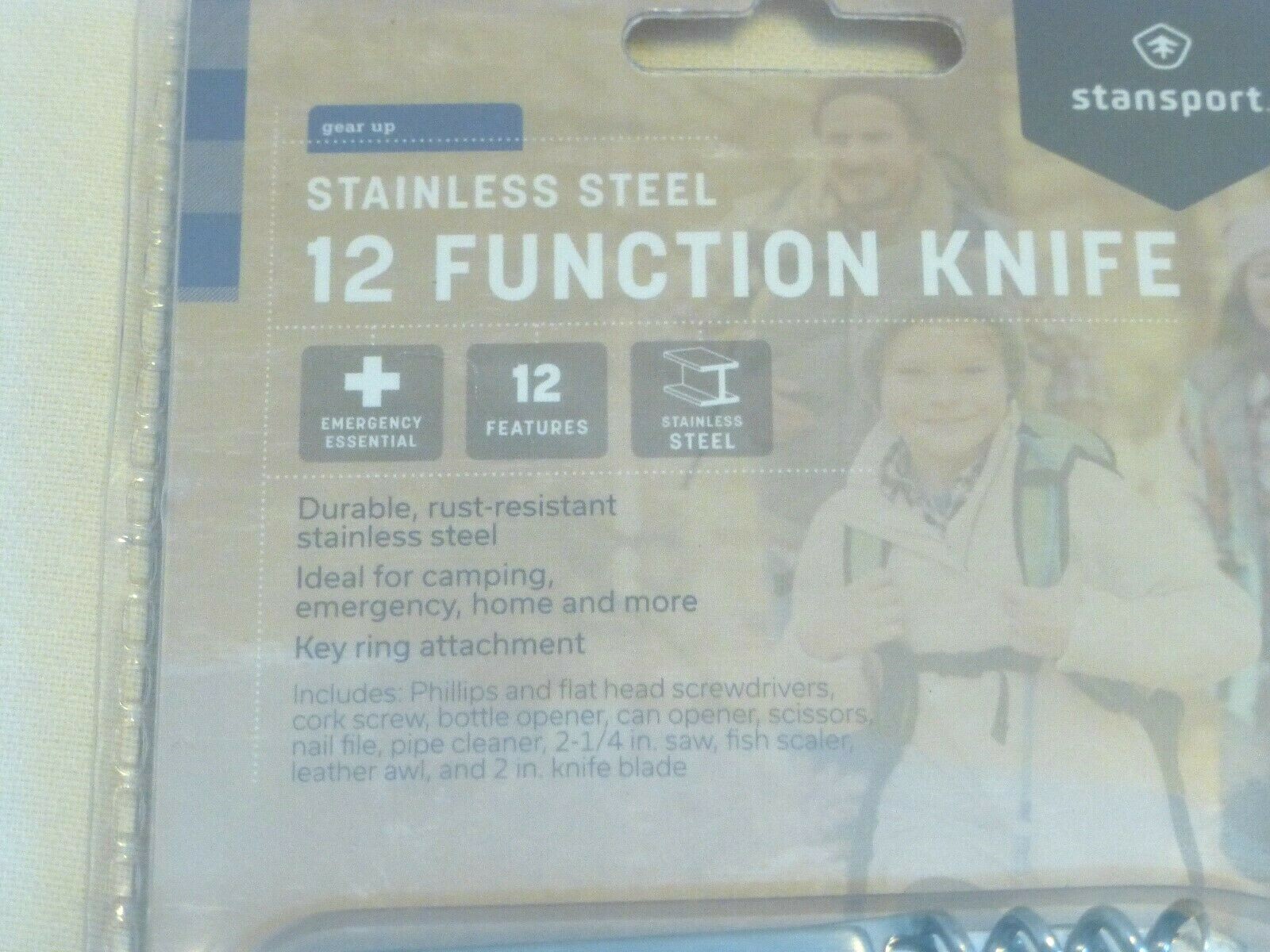 Stansport Stainless Steel 12 function knife NEW key ring attachment camping home