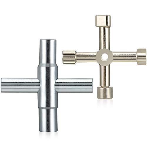 2 Pack 4-Way Sillcock Key Wrench Multifunctional Water Utility Key for Spigots