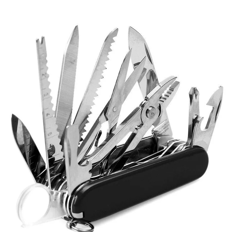 BEST QUALITY 17 in 1 Swiss / Navy Style Pocket Knife Multi Tool , Black, Brown