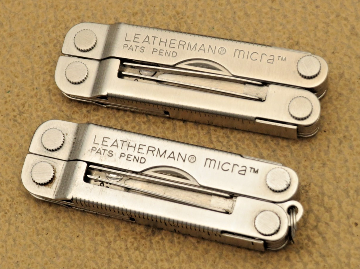 Vintage 1990’s LEATHERMAN TOOL – MICRA Keychain Pocket Sized Multools Lot of Two