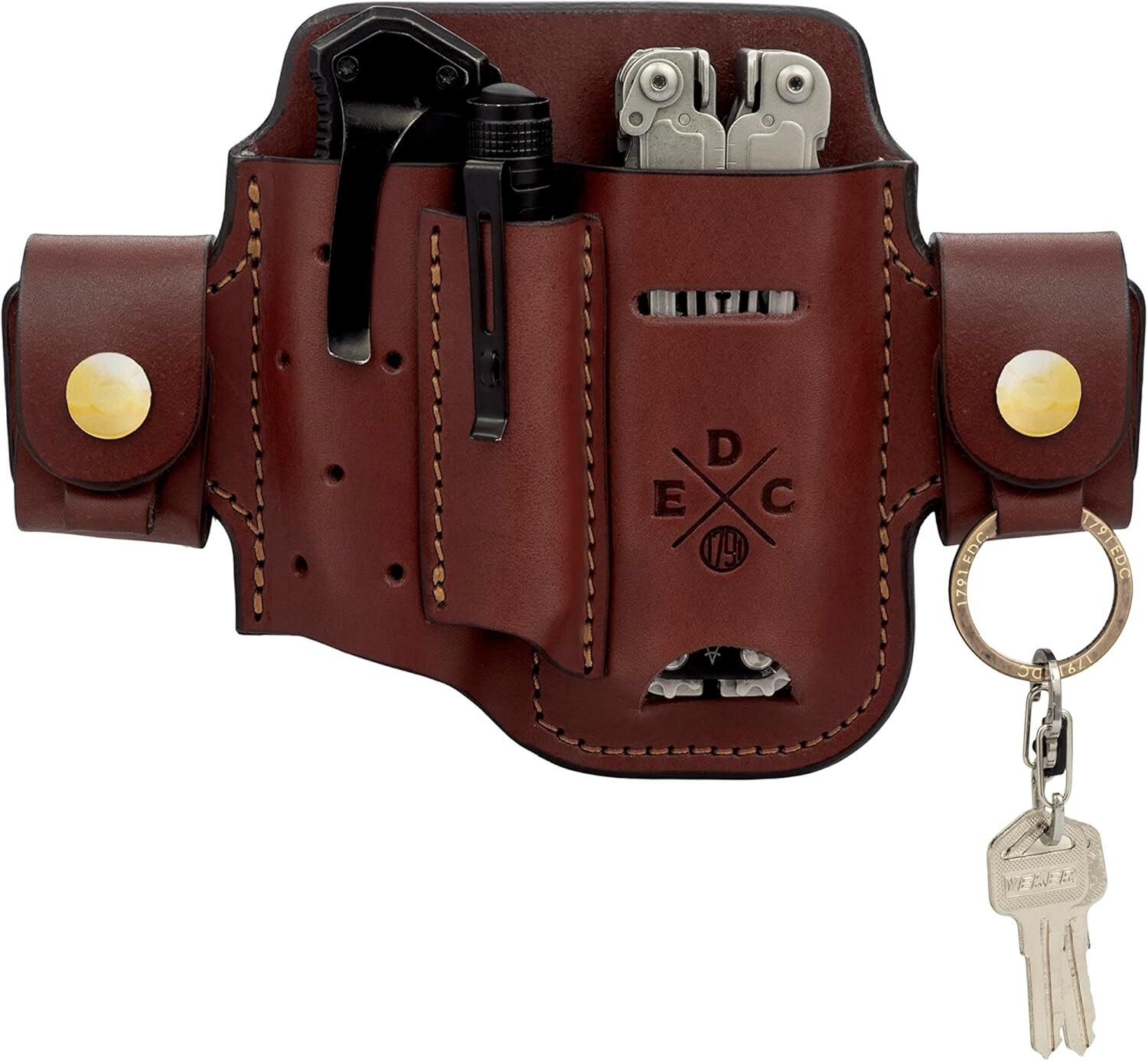 Premium Leather Multitool Sheath with Action Snap for Everyday Carry Essentials