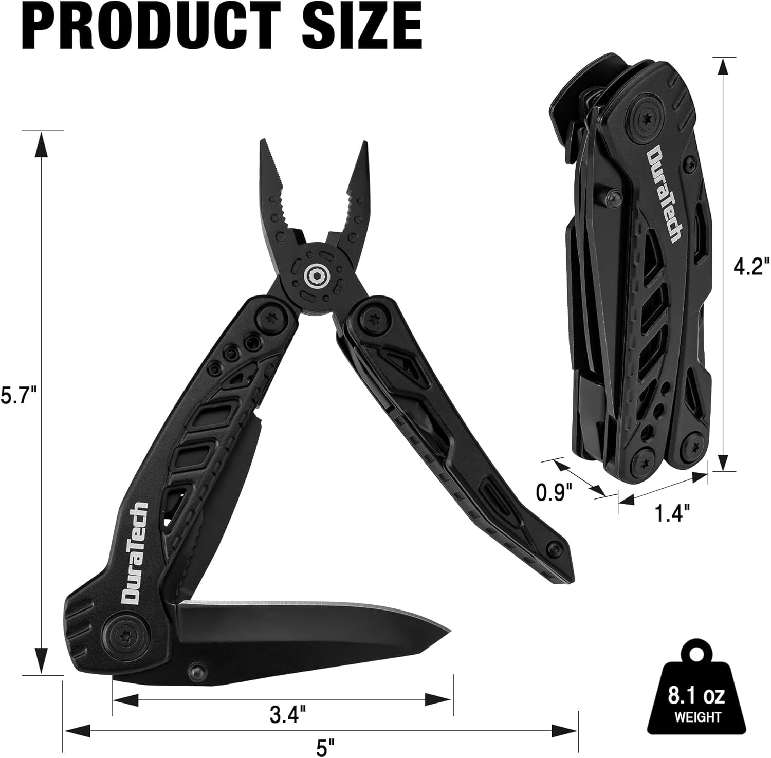 DURATECH 11-in-1 Multitool Plier Knife Stainless Steel Multi Tool Screwdriver US