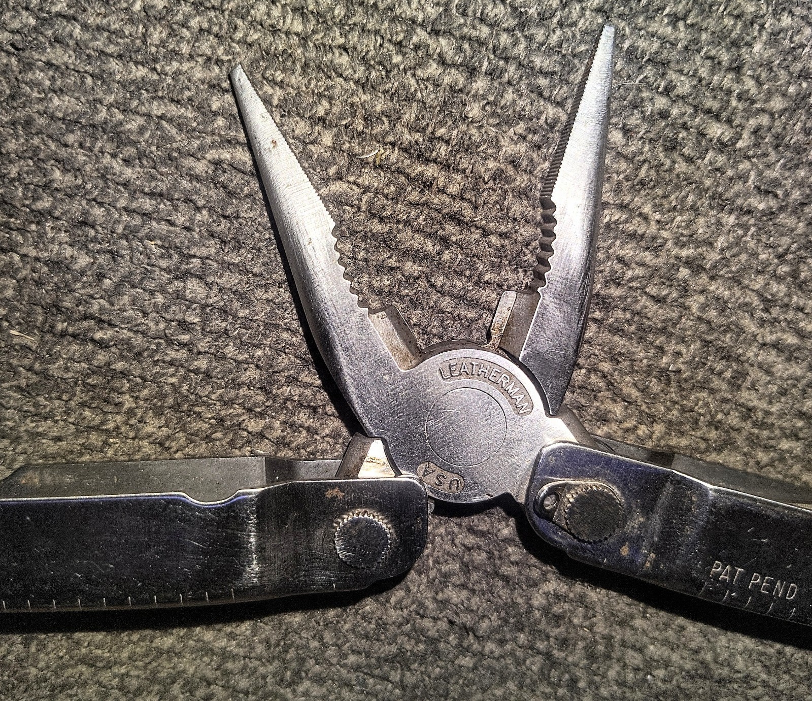 Original Vtg Leatherman Super Tool Pat. Pending w/leather Sheath #0201 CLEAN ++