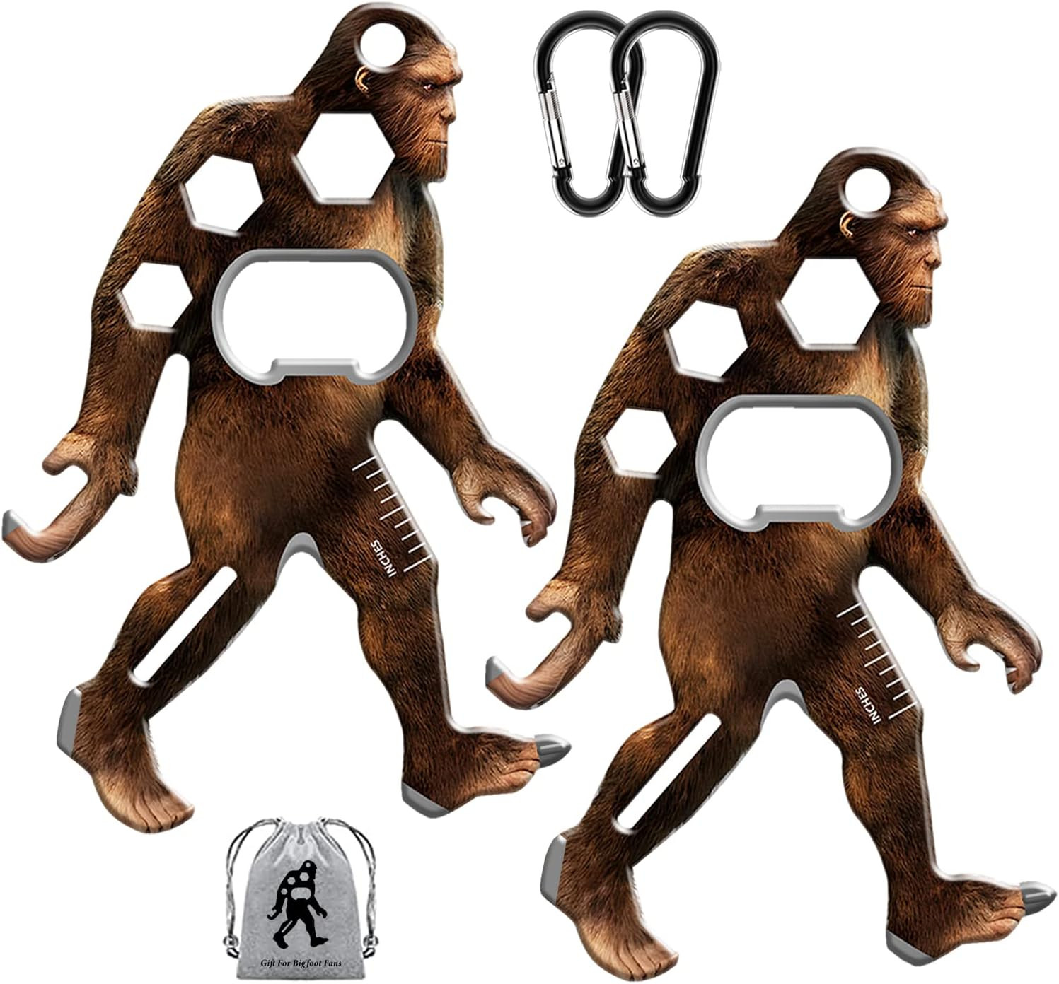 Sasquatch Multi-Tool 2 Pack, Tool-A-Long Stainless Steel Tool Carabiners, Compac