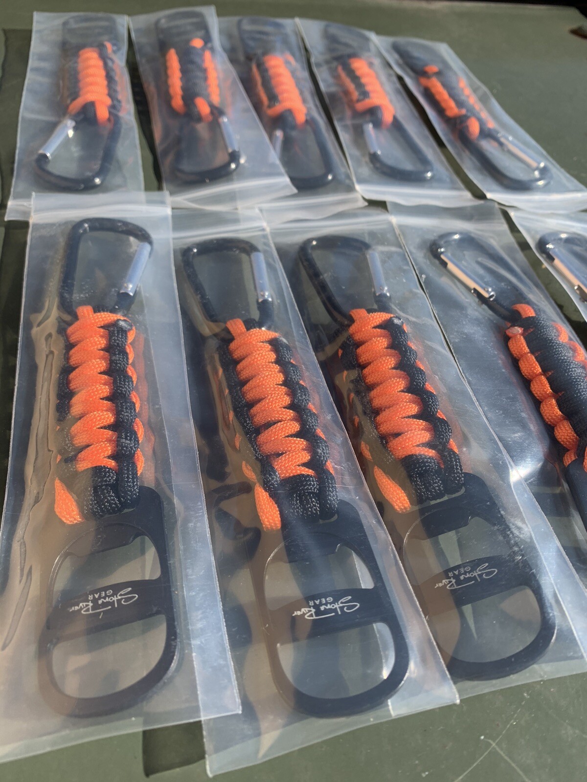 Lot 10 NEW Stone River Gear Paracord Keychain With Bottle Opener & Carabiner
