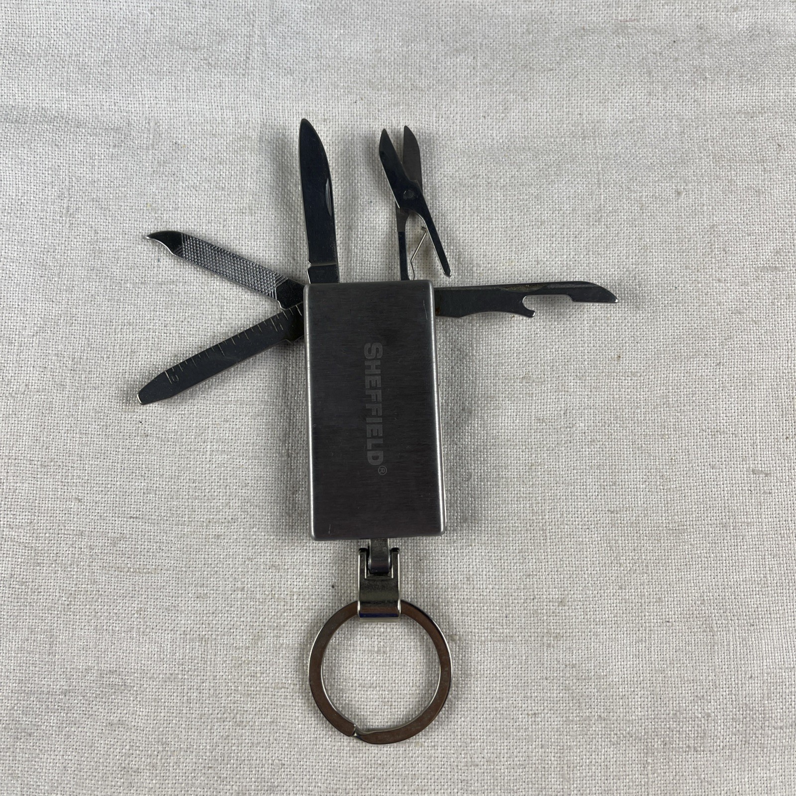 Sheffield Multi Tool Keychain Pocket Knife Scissors File Bottle Opener EDC