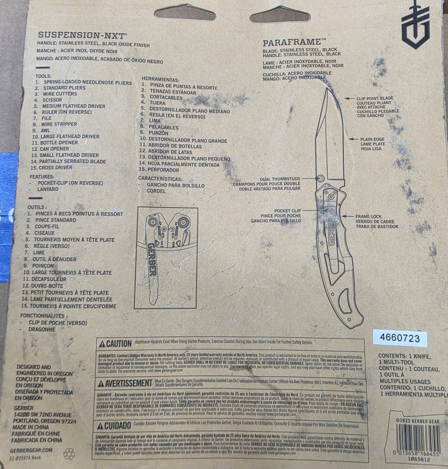 Gerber Suspension-NXT & Paraframe Combo (Black Stainless Multi-Tool & Knife) NEW