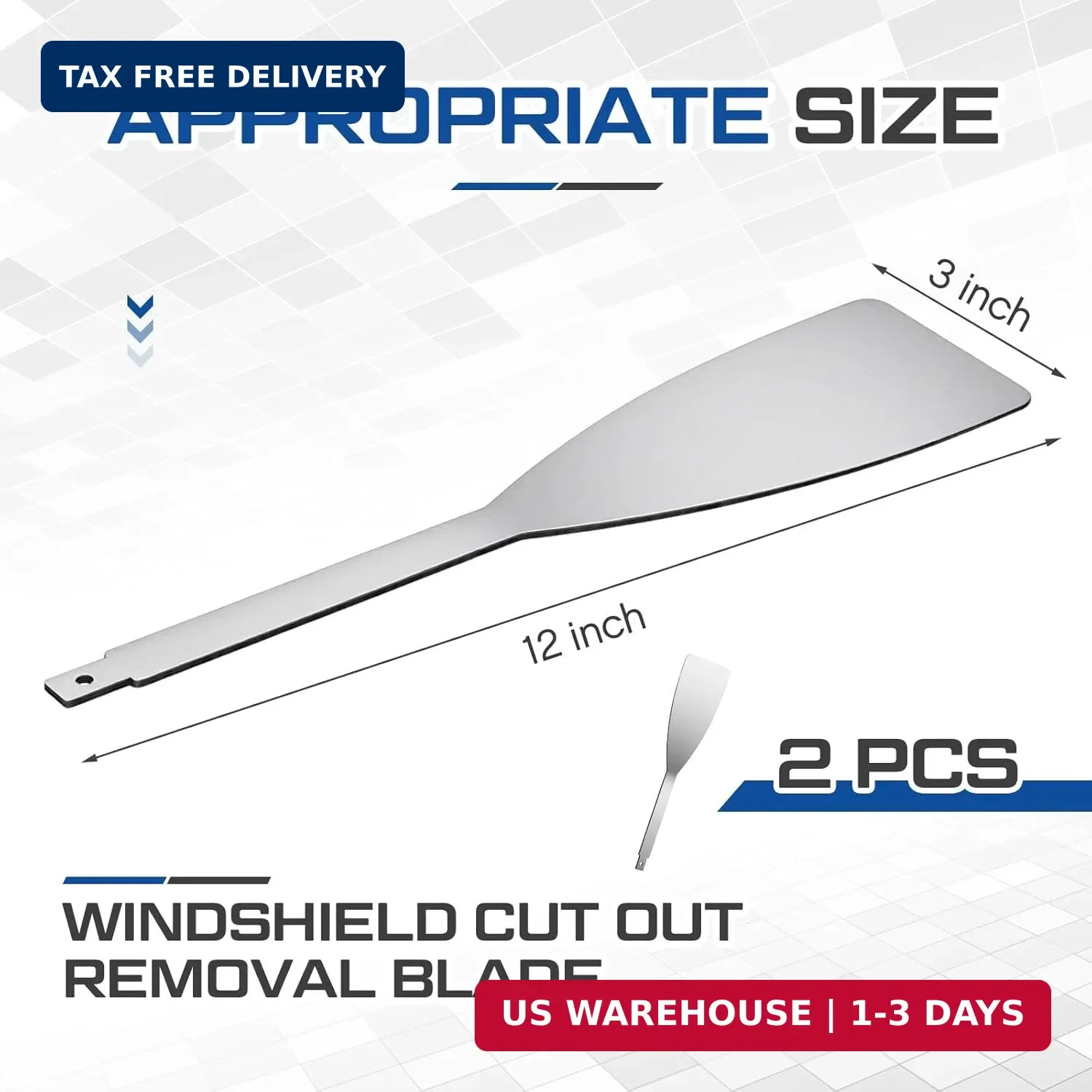 2 Pack Windshield Cut Out Removal Blade Tool 3″ x 12″ Express Removal Tool for A