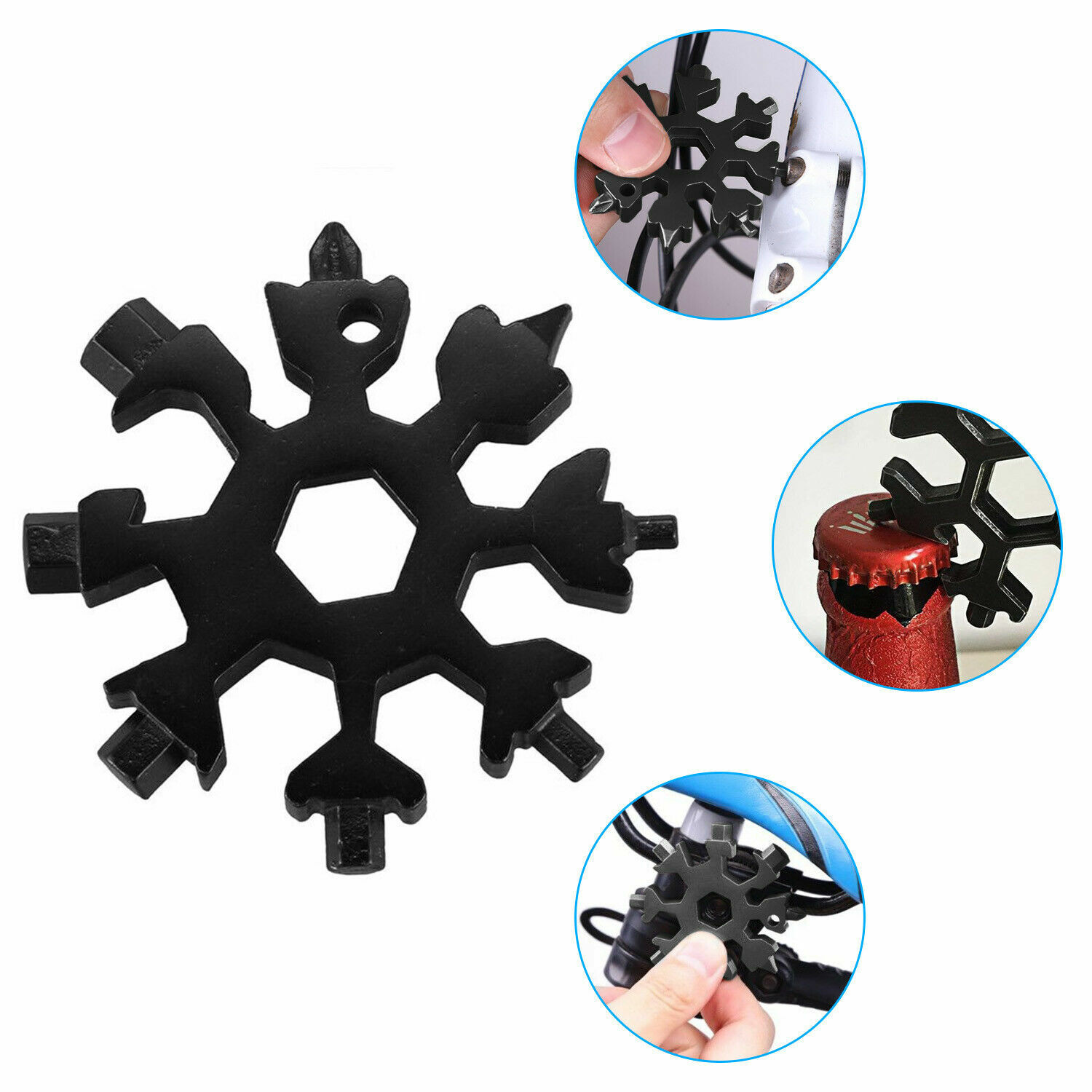 Portable Stainless Snowflake Shape Key Chain 18 In 1 Multi Tool Screwdriver New