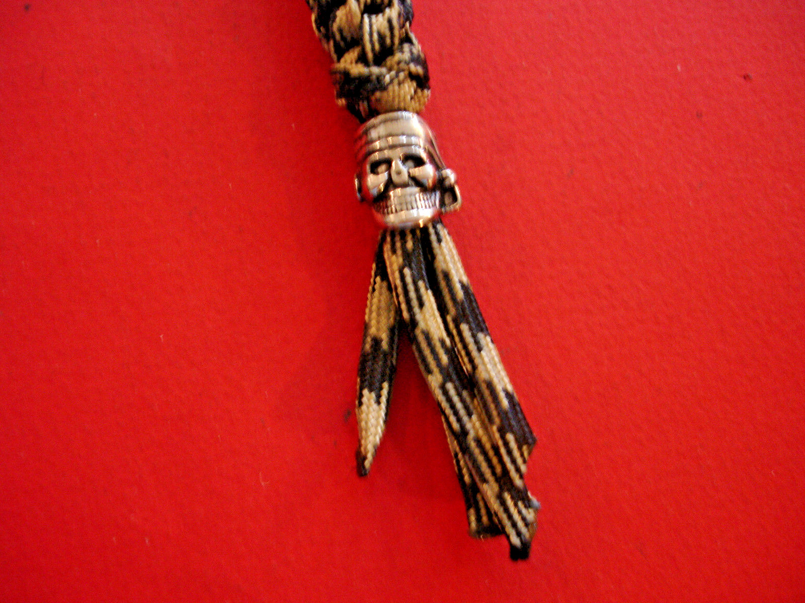 Knife Lanyard 550 Paracord Khaki Skull Bead Fob Backpack Zipper Pulls EDC USA