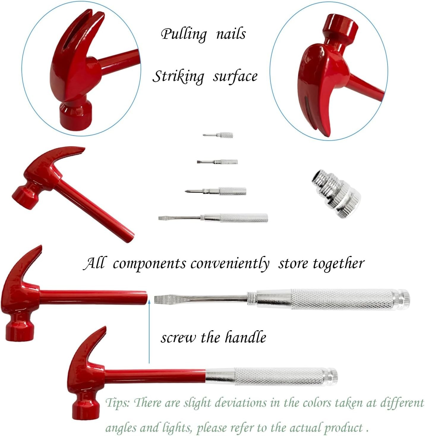 Lightweight 6 in 1 Multitool Hammer & Screwdriver Set – Essential Camping Gear