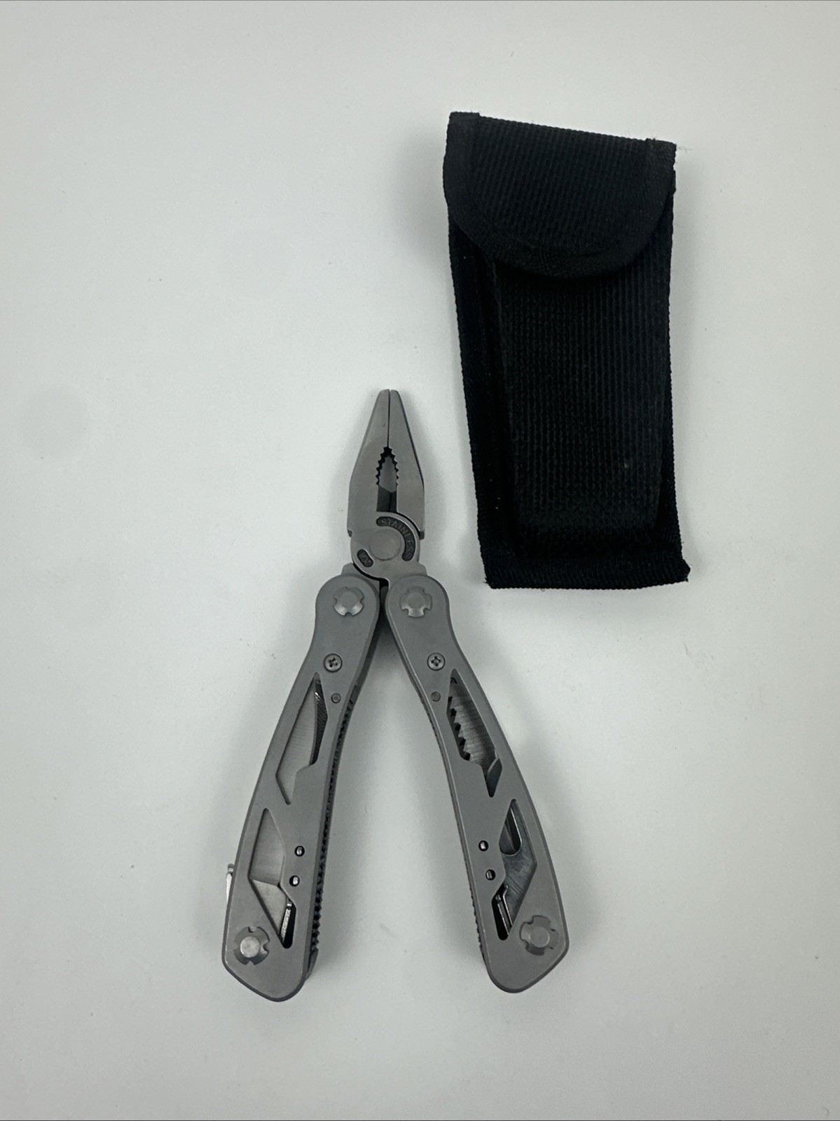 Stainless Steel Multi-Tool, 4” Long Enclosed, Heavy Duty Molded Nylon Pouch.