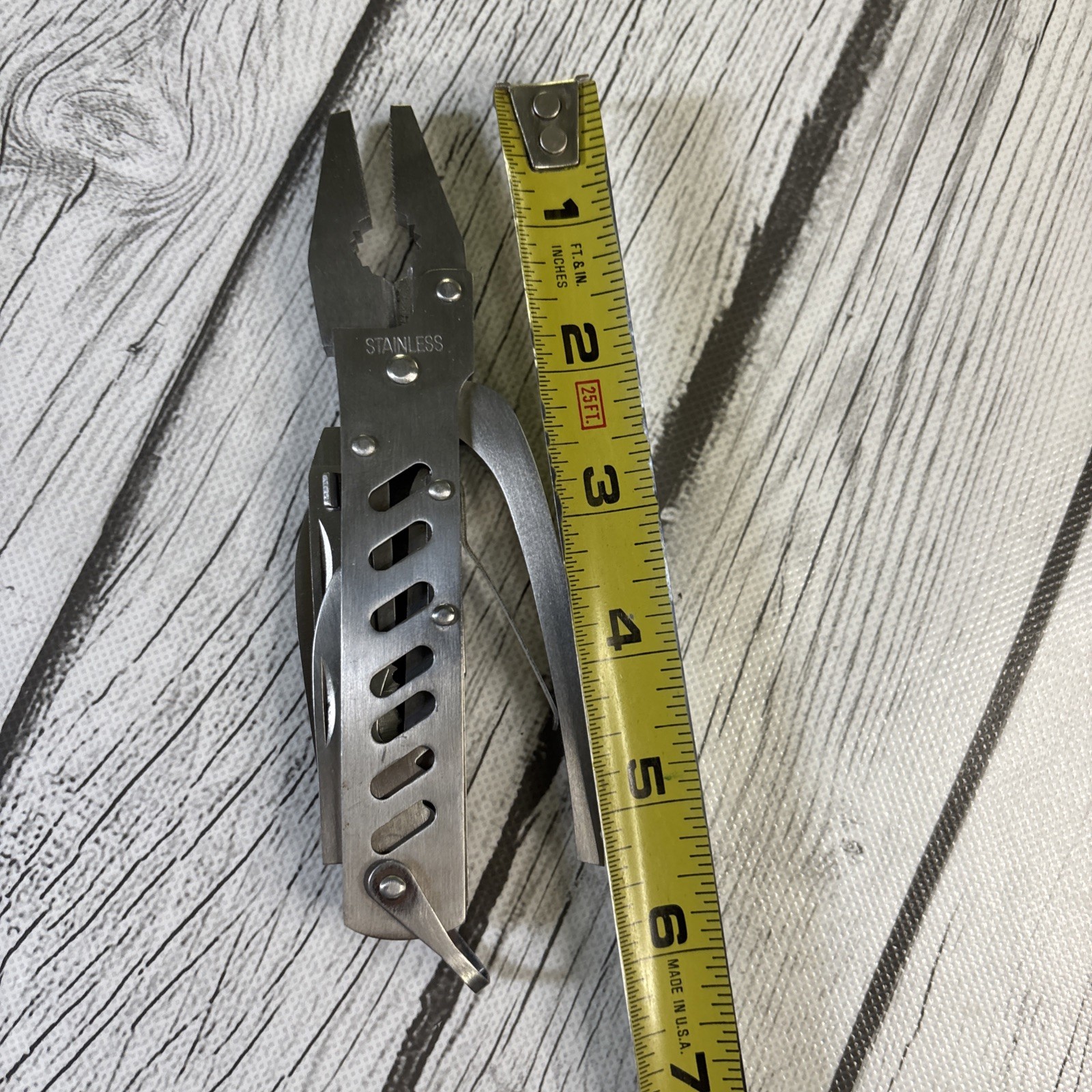 Vintage Stainless Steel Pliers Multi Utility Tool Set with Canvas Sheath.