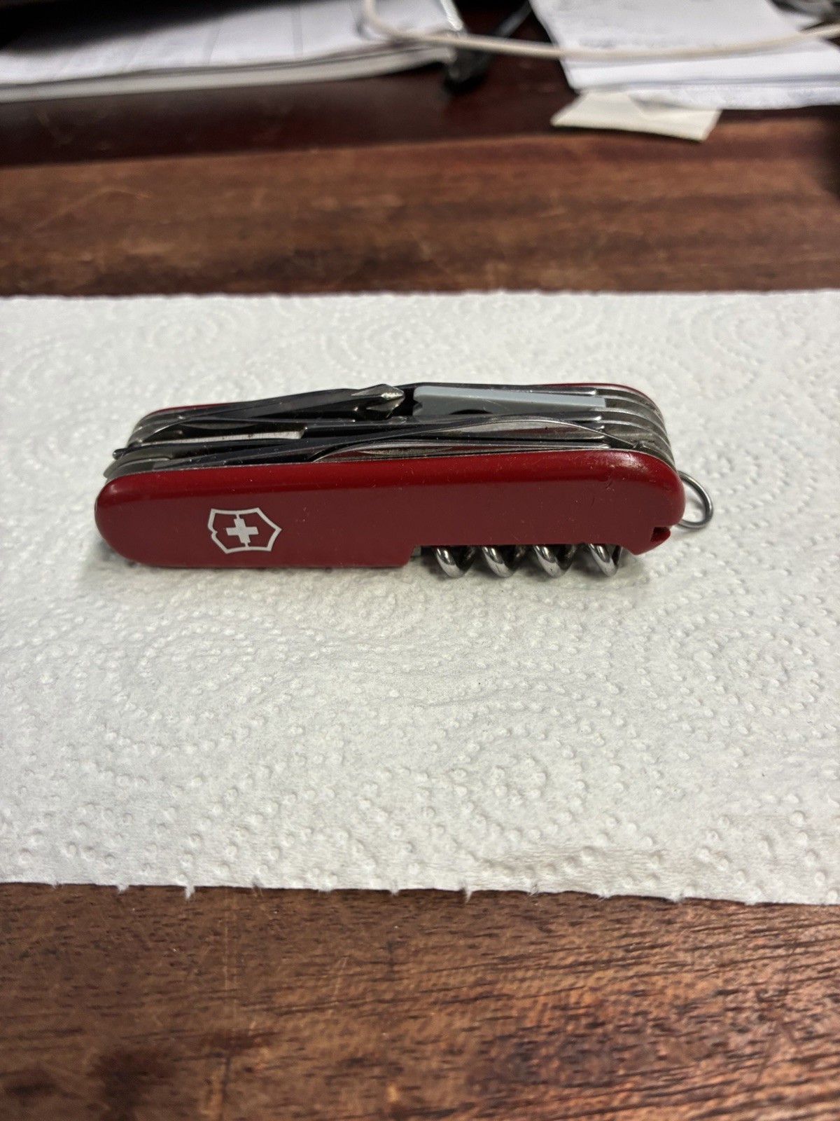 Victorinox Red Swiss Army Multi-Tool Knife Corkscrew Nail File Lanyard Ring