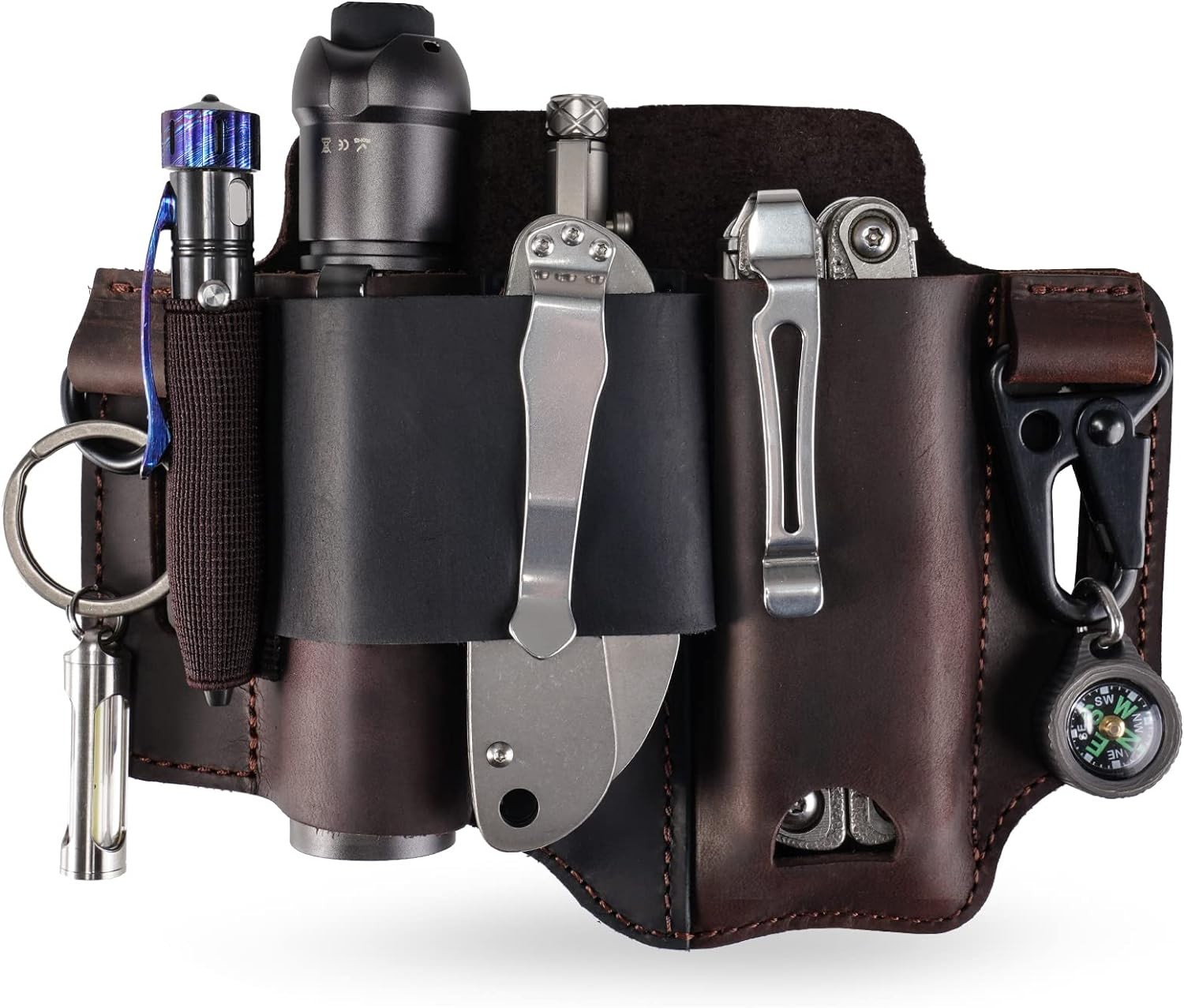 ST1 Leather Multitool Sheath – EDC Belt Organizer for Leatherman Tools, Flashlig