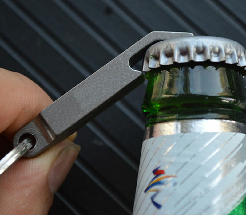 Large Size Titanium Alloy Bottle Opener Keychain Pendant Multi EDC with Key Ring