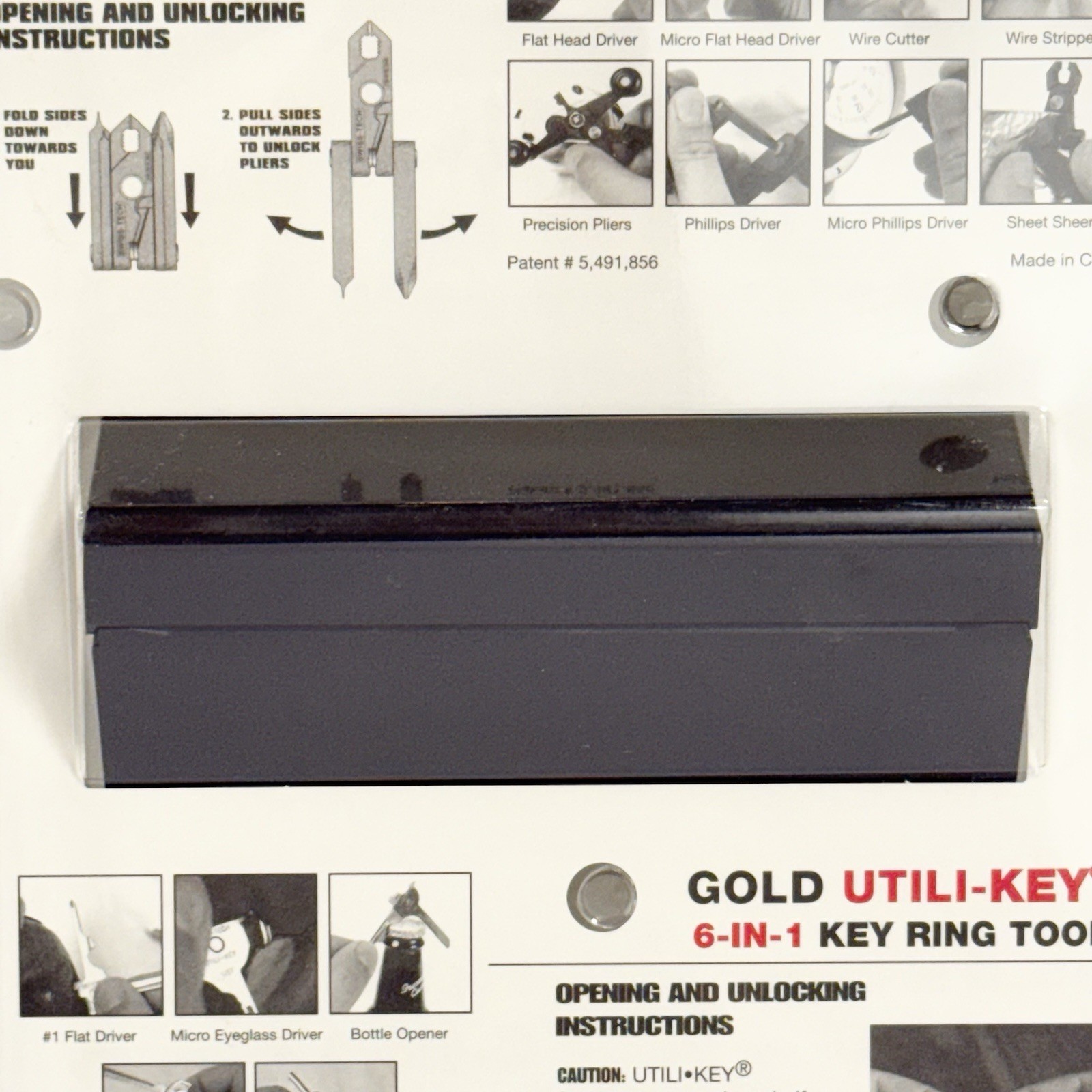 SWISS+TECH Gold Tone Micro-Plus & Utili-Key Ring Multi Tool Set New Sealed NOS