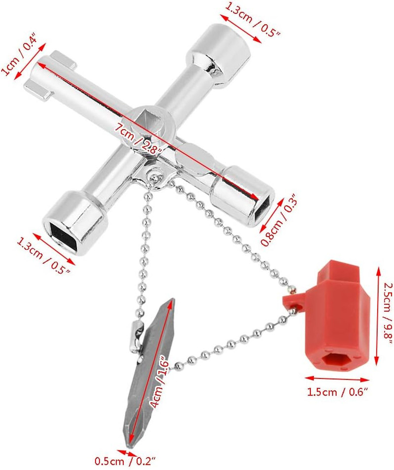 Silcock Key 4 Way, 10PCS 4 Way Sillcock Key, Multifunctional Water Key, Cross Ke