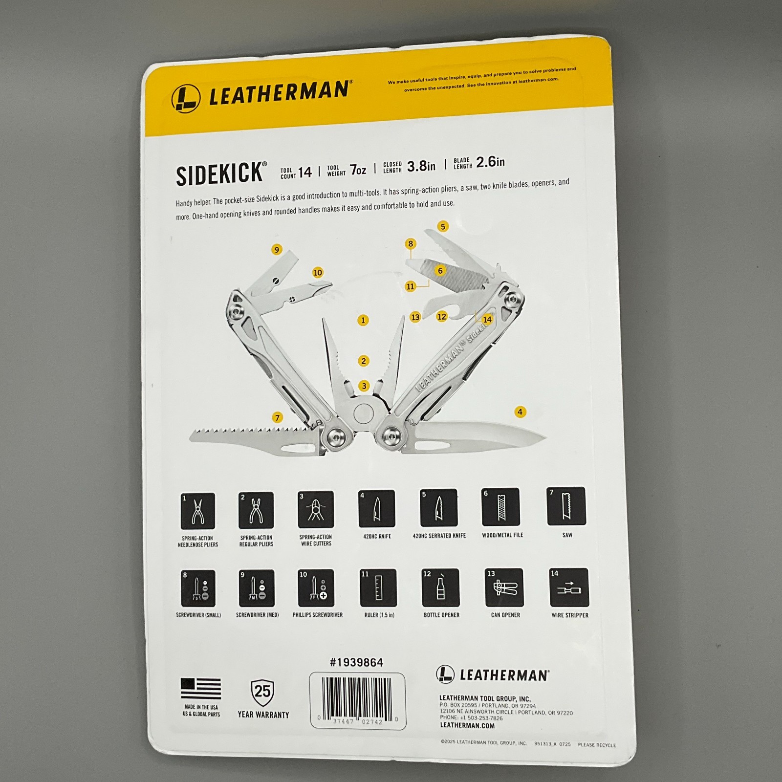 Leatherman Sidekick Multi-Purpose 14 Tools with Nylon Sheath Sealed brand new